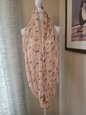 Light Peach Cat Print Infinity Scarf